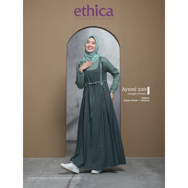 Gamis Ayumi 220 Jungle Green Ethica/gamis promo/gamis murah/busana muslim branded