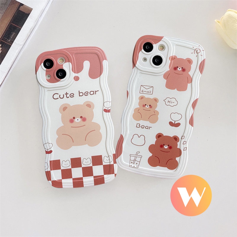 Soft Case Tpu Motif Kartun Beruang Bunga Untuk iPhone 11 XR 13 14 12 11 Pro MAX 7 8 Plus X XS MAX 6s 6 14 Plus SE 2020