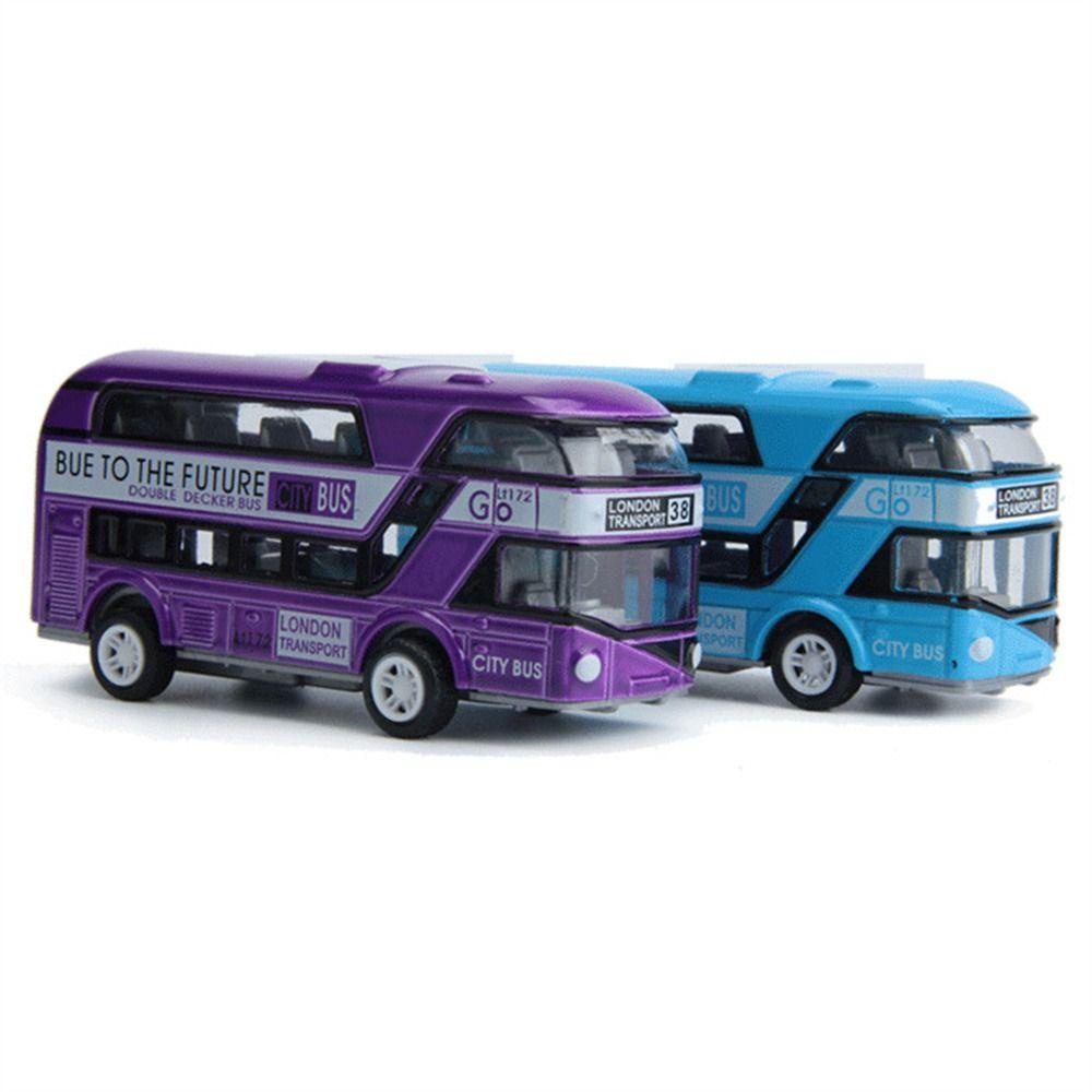 Quinton Diecast Cars Mainan 4roda Hadiah Untuk Anak Set Kendaraan Mainan Kendaraan Mobil Model Bus Mainan Edukasi Kedip Dengan Musik Double Decker Bus