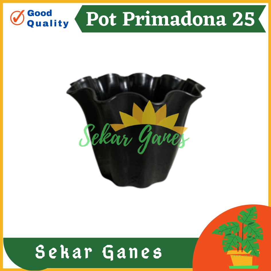 SHALLOM PRIMADONA 25 pot bunga plastik hitam cantik tebal motif ombak gelombang bagus pot primadona 25 hitam bagus murah