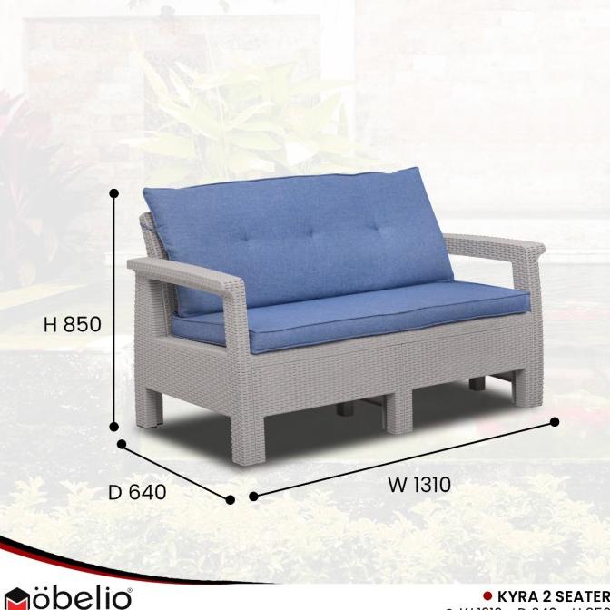 Sofa Taman Teras Plastik Elegan Minimalis 2 Dudukan Kualitas Ekspor