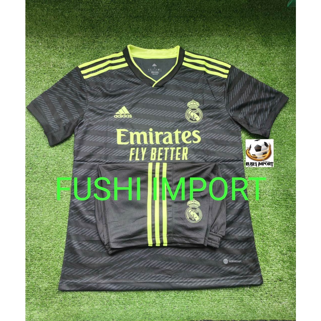 Setelan Jersey Baju Bola Madrid 3rd Third 2022 2023 ( Fullset Satu Set ) Grade Ori