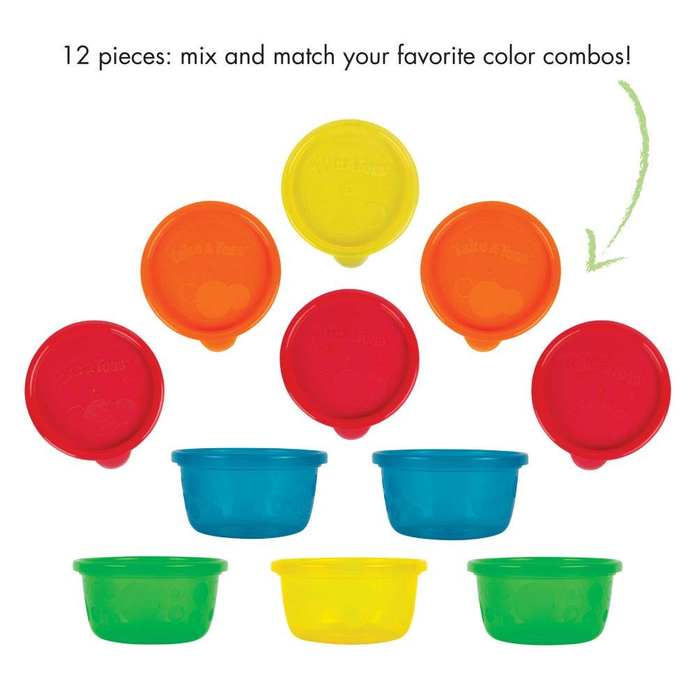 TOMY Take Toss Toddler Bowls with Lids 8oz 6 pack Colors May Vary The First Years Mangkok Penyimpanan Makanan Serbaguna