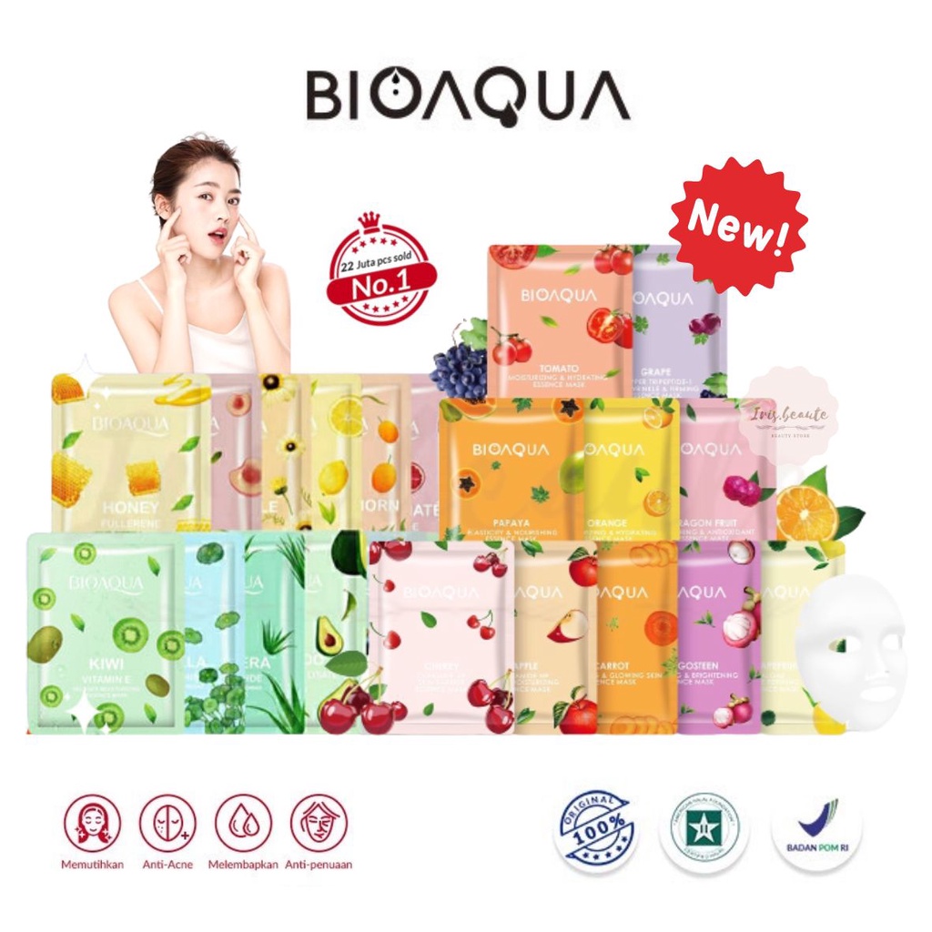 BIOAQUA Sheet Mask Hydrating Essence Face Mask Brightening Moisturizer / Masker Wajah Bioaqua