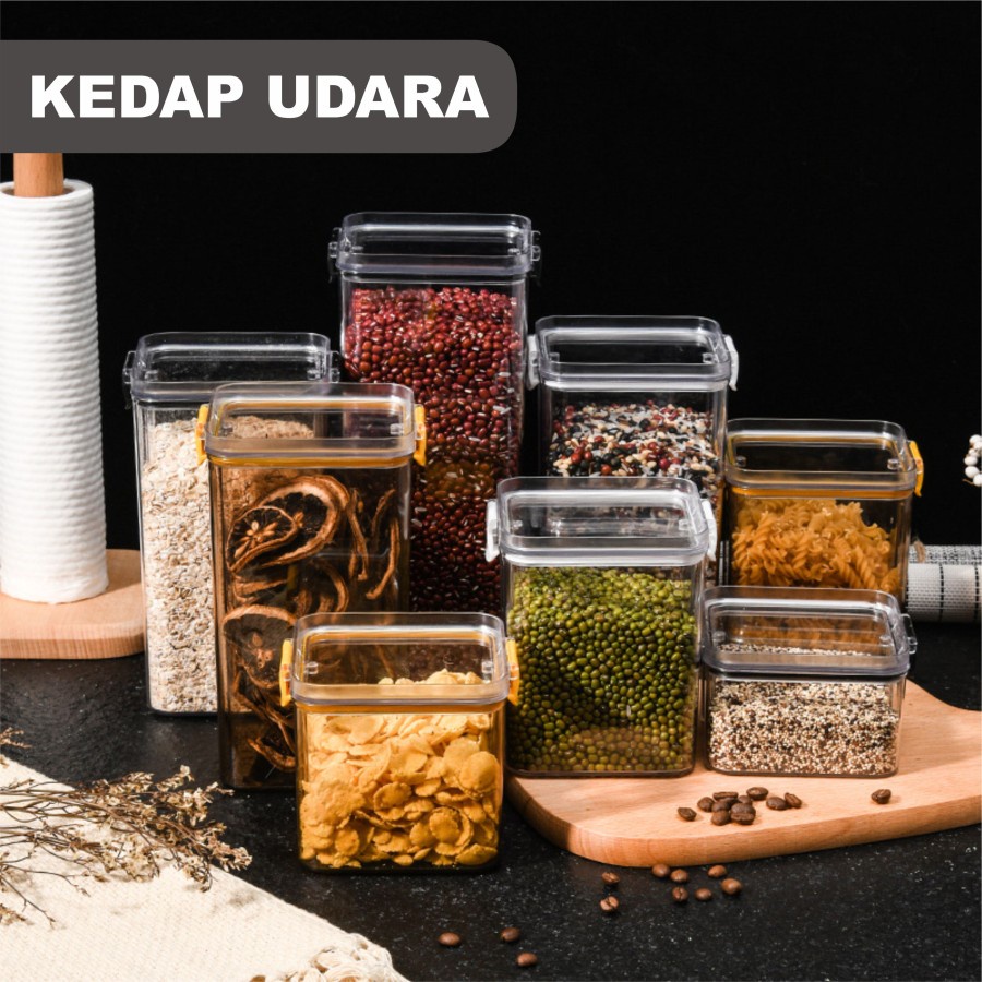 TOPLES PLASTIK KOTAK BENING PENYIMPANAN CEREAL KONTAINER MAKANAN SNACK KEDAP UDARA FOOD STORAGE JAR CONTAINER BERKUALITAS MURAH  ka