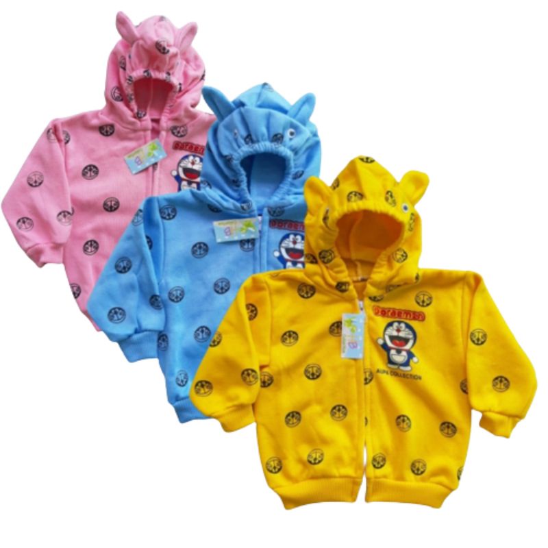 [0-2th] Jaket Bayi laki laki perempuan Bahan Sweater Mantel Bayi Hangat Kupluk Hoodie doraemon Anak Usia 0-2 TAHUN jaket doraemon ZHAFIRA Baby And Kids