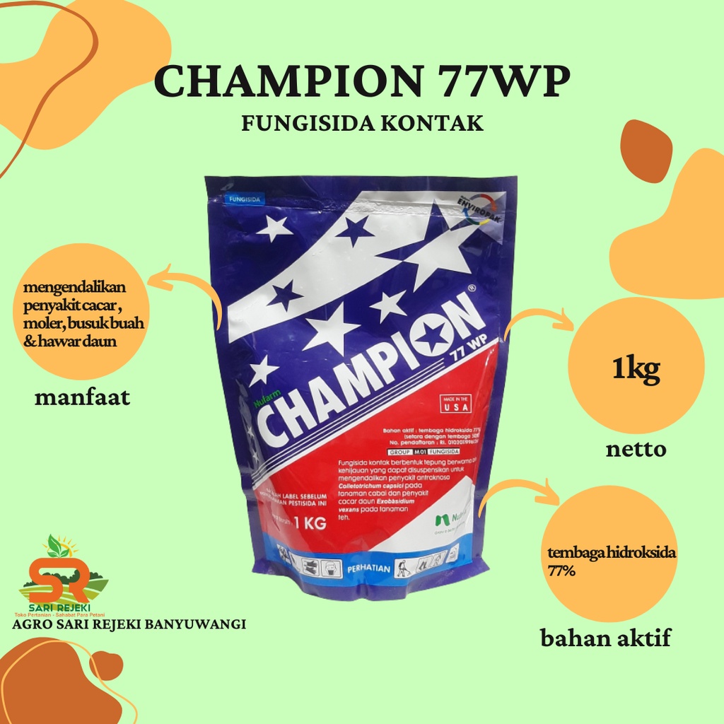 CHAMPION 77WP 1KG FUNGISIDA TEMBAGA HIDROKSIDA
