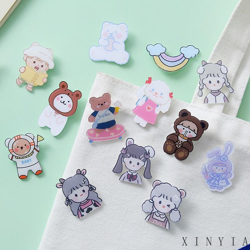 【Bayar di tempat】Pin Bros Lencana Desain Kartun Hello Kitty Gaya Jepang Untuk Dekorasi Tas Sekolah Anak Perempuan