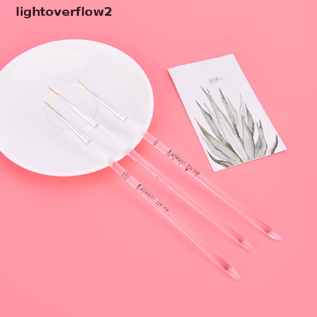 (lightoverflow2) 3pcs / Set Brush Pen Liner Gambar Garis Untuk Hiasan Nail Art DIY