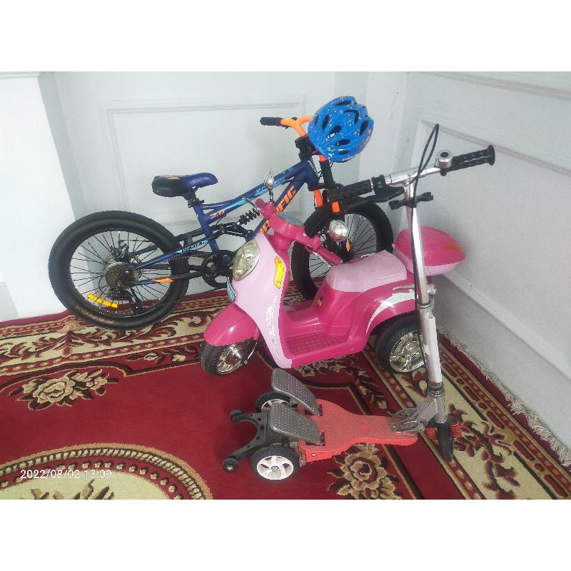 sepeda mtb 2.0 pacific 7 speed+ scoppy cas+ otoped pedal kaki