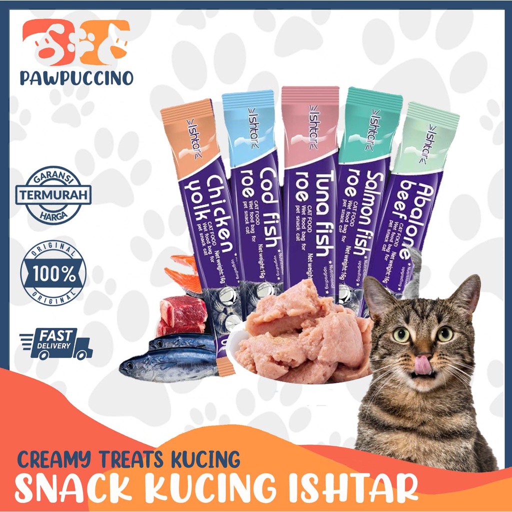 Snack Kucing Creamy Treats ISHTAR Makanan Basah Setara Meo Creamy Bio Creamy