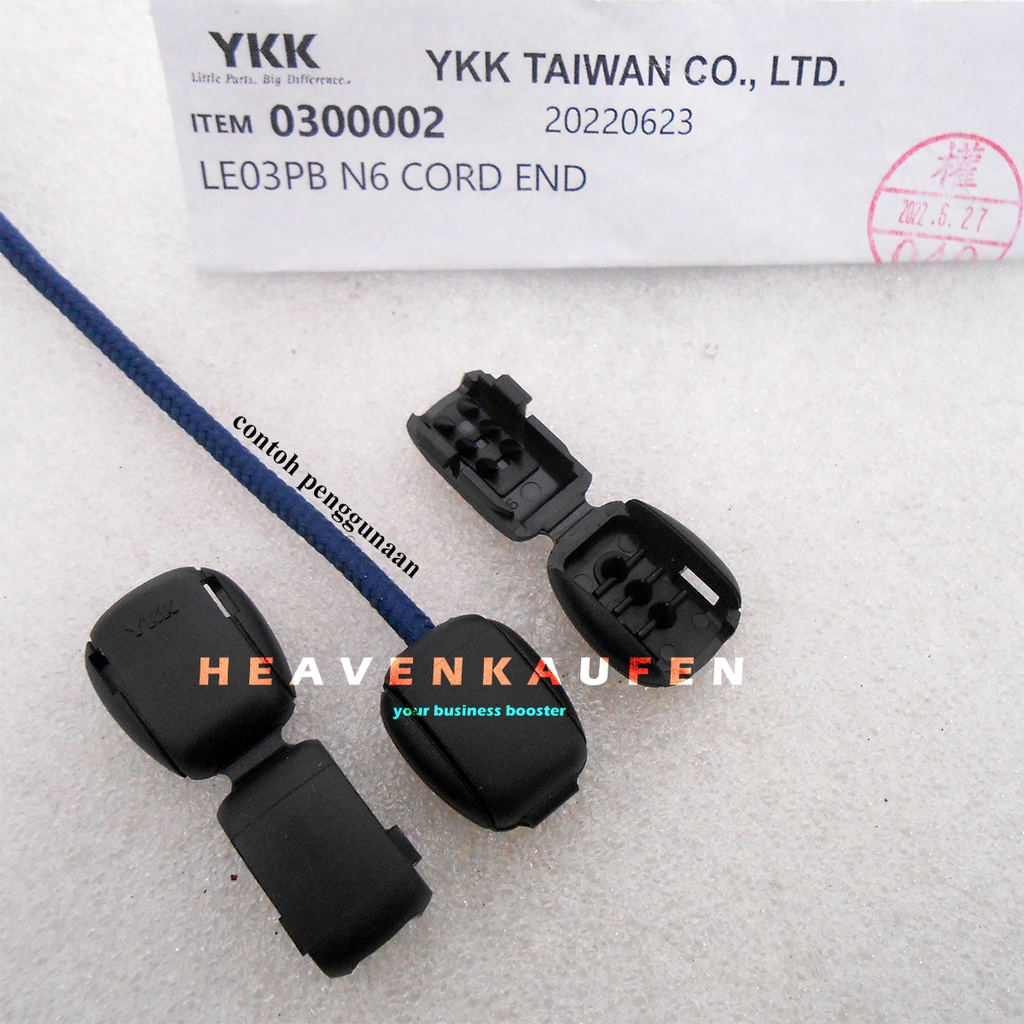 Stopper Ujung Tali YKK Single Cord End Type LE03PB Hitam Polyamide High Quality