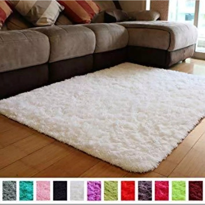 Karpet Bulu Rasfur 100x150x2.5cm Anti Slip (bintik) uk. Kecil. - Putih(Q8Y1) ( BISA COD) KARPET BULU