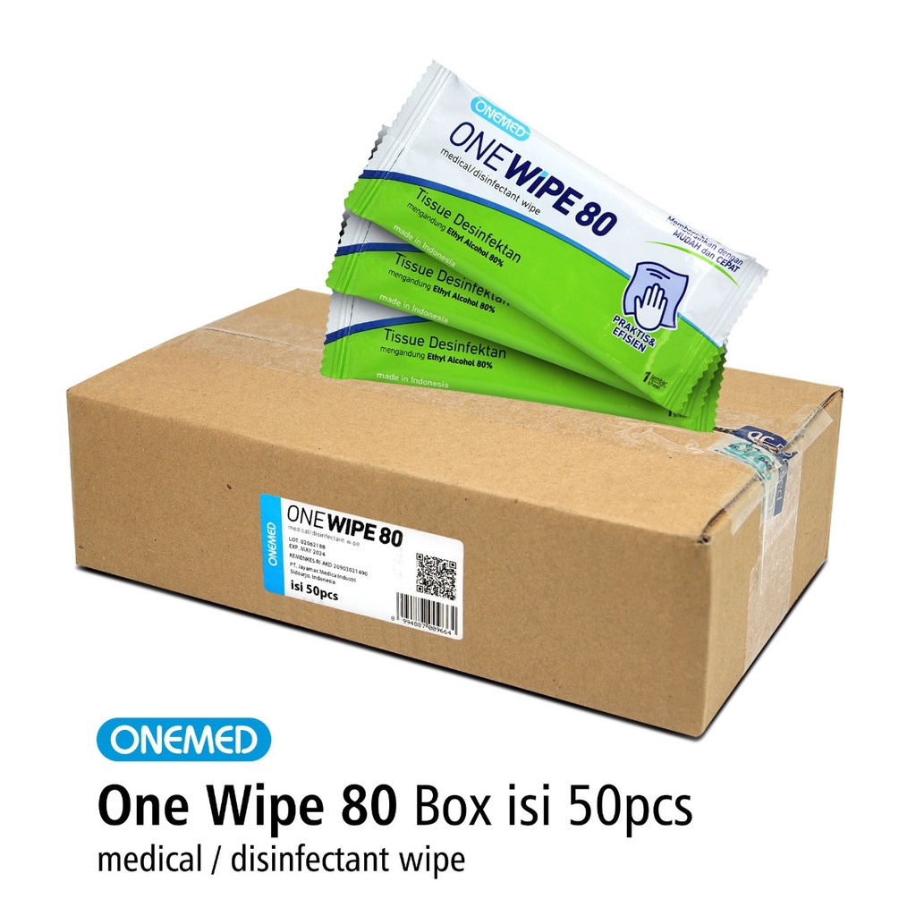 One Wipe 80 Box isi 50 pcs Tissue Desinfektan OneMed OJB