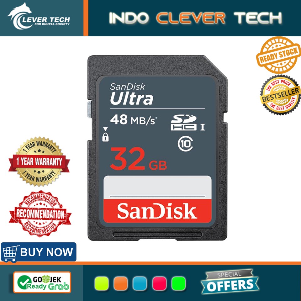 Sandisk SDHC Ultra 32gb/48Mbs | Memori Kamera | Memori DSLR | Memori Mirrorless