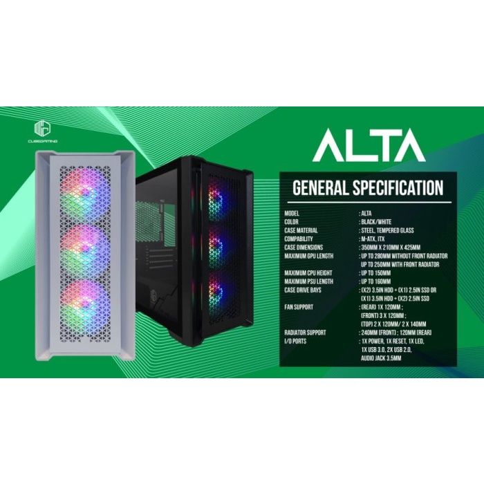 Casing Cube Gaming Alta - Matx Left Side Glass Door