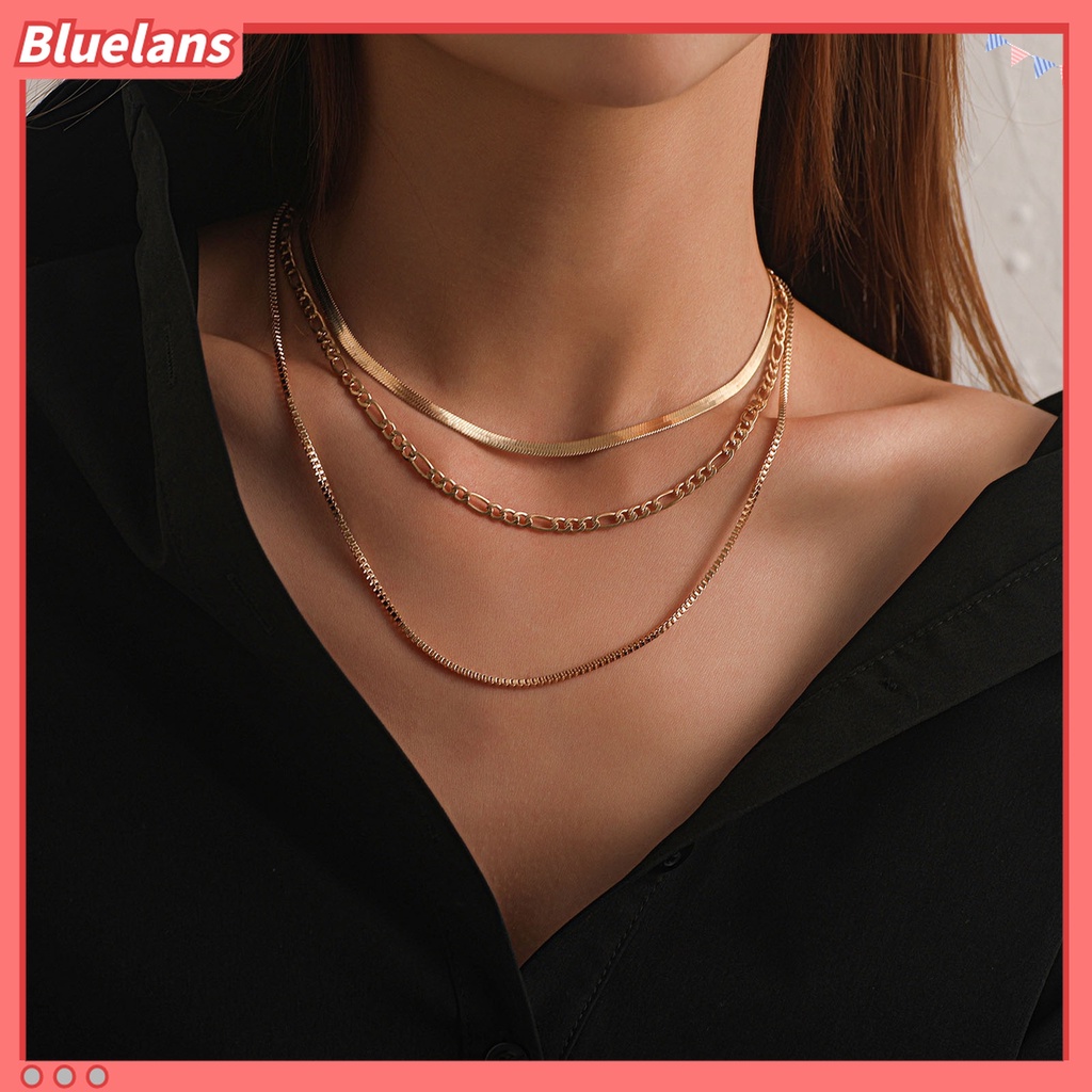 Bluelans Kalung Choker Multilayer Gaya Punk Hip-Hop Untuk Wanita