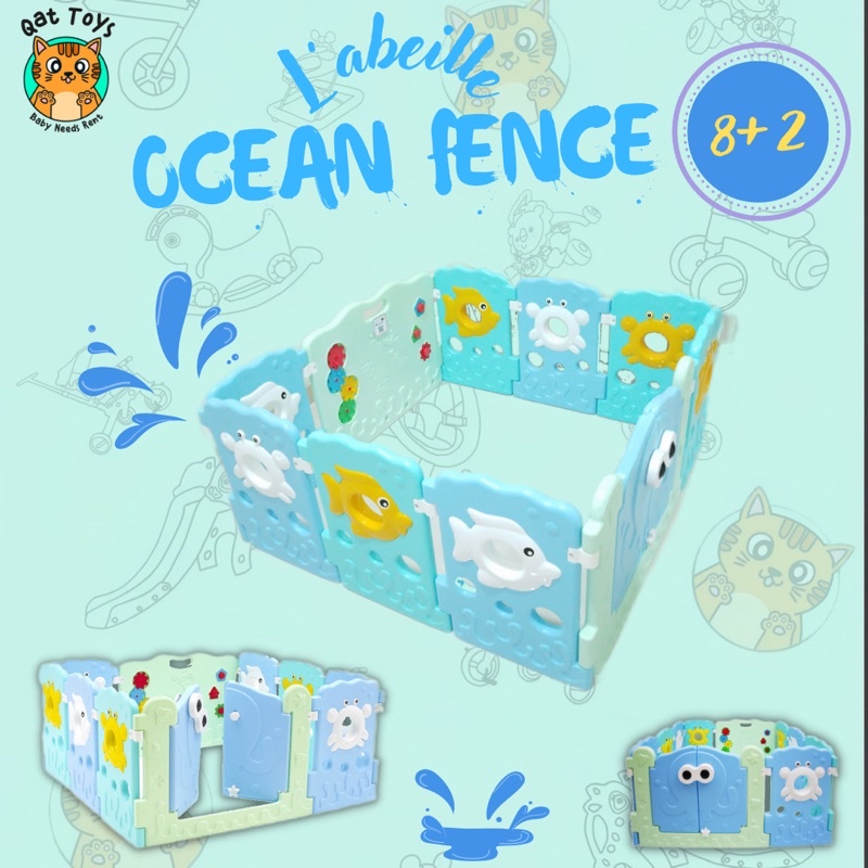 SEWA MAINAN ANAK & PERLENGKAPAN BAYI, PAGAR PEMBATAS LABEILLE OCEAN FENCE 8+2