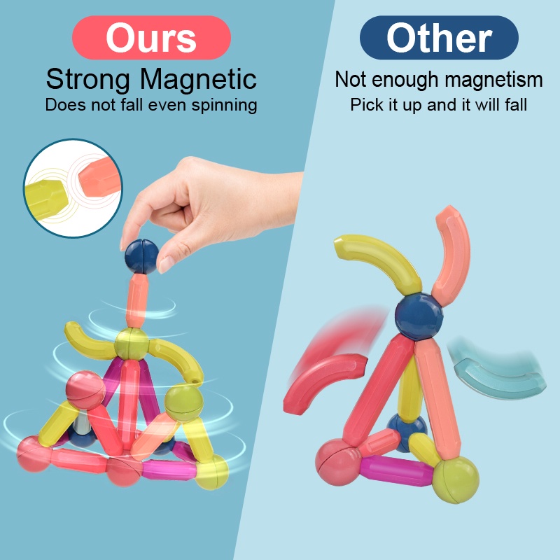 【harga terendah】42/65/88pcs Magnetic Stick Merakit Mainan-mainan edukasi anak, Berbagai Splicing Tongkat Blok Magnetik