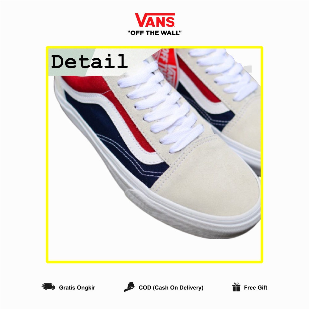 Vans Old Skool Retro Block Pepsi Cola Original 100% BNIB Pria Puith Abu Merah BIru Vans Old School Ori Tali