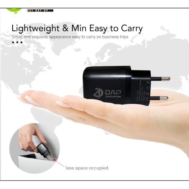 Dual USB Charger DAP 2.4A D-A2N 12W with Charging Cable