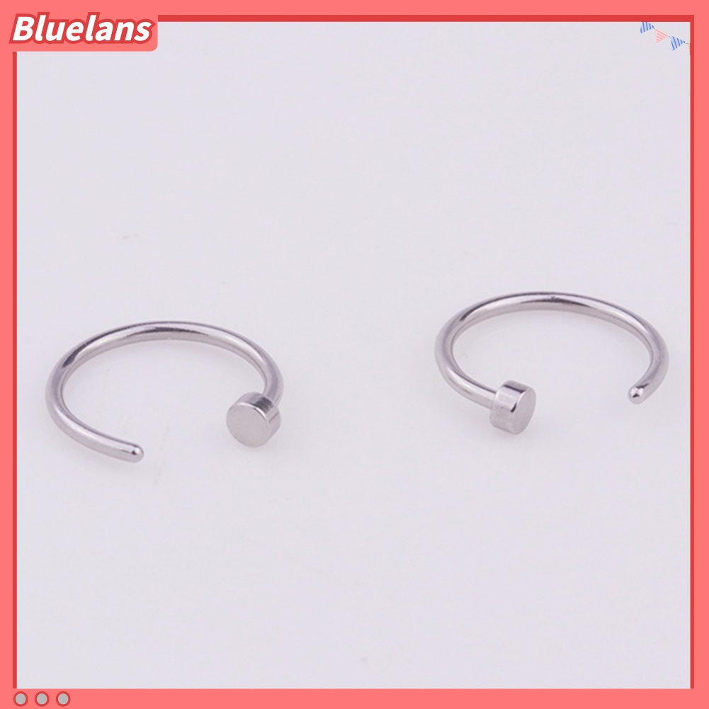 Bluelans Punk 4 Pcs Fashion Stainless Steel Lip Nose Septum Ring Body Piercing Jewelry
