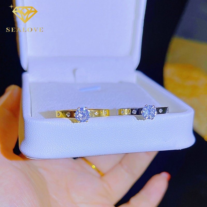 cincin titanium wanita anti karat asli tidak luntur korea dengan Diamond berkilauan Premium perhiasan titanium asli