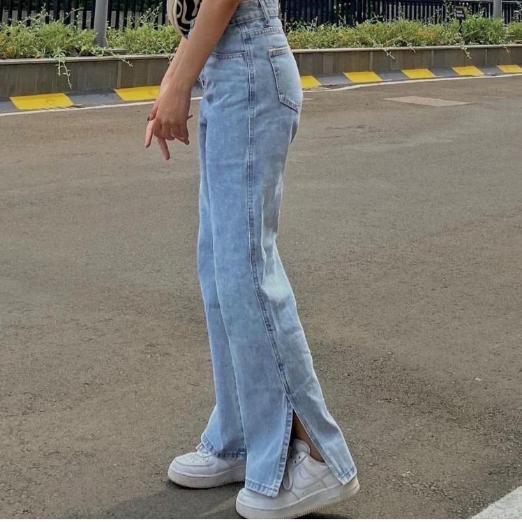 Viral Kulot Jeans Hight Waist Premium / Kulot Jeans Belah Samping / Kulot Jeans HW Wanita
