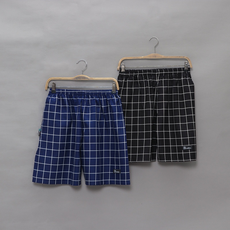 BRUDER Official - Celana Pendek Pria Santai Short Pants Boxer Motif Square Celana Kotak Garis Cowok Santai Celana Tartan Bahan Katun Nyaman Adem