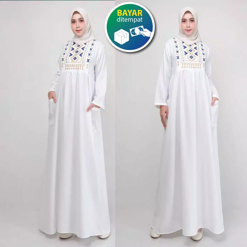Gamis Bordir Terbaru 2022 Gamis Bordir Putih Gamis Bodir Mewah Gamis Bordir Cantik Gamis Lebaran