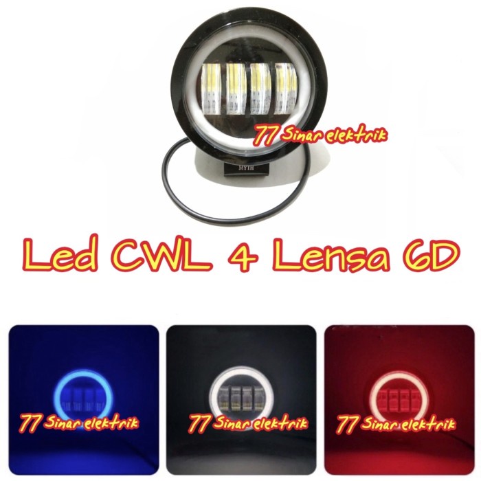 Lampu tembak sorot Led Cwl 4 mata bulat Lensa 6D Lampu sorot LED - Bulat Biru