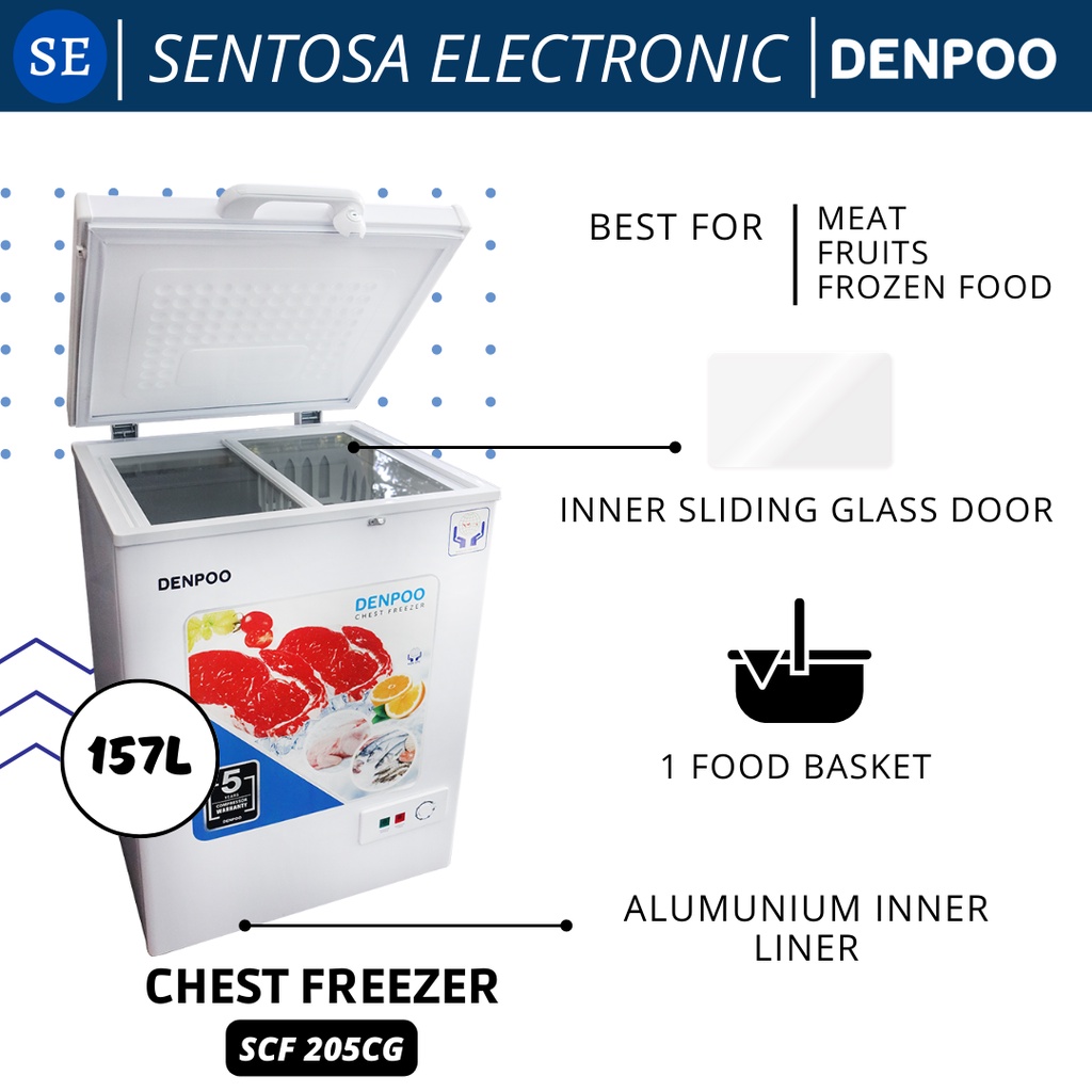 Jual Chest Freezer Kulkas Frozen Food 157L Denpoo SCF 205 CG Shopee