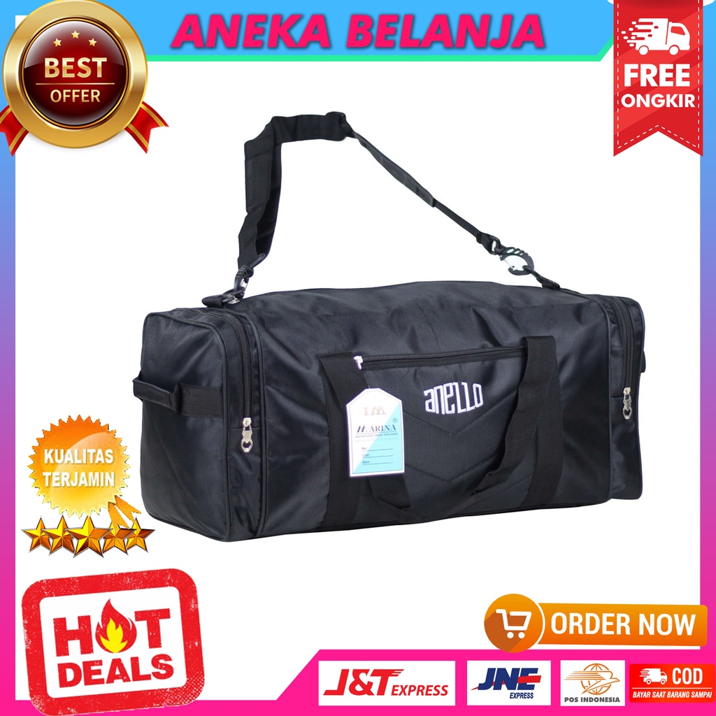 Tas Anelo Hitam Tas Jinjing Travel Mudik Merantau Tebal Murah Trendy