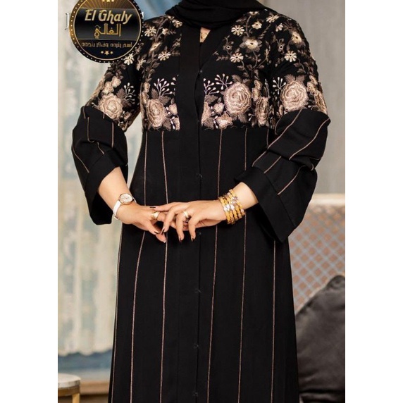 PO abaya hitam basic tangan renda MESIR IMPORT