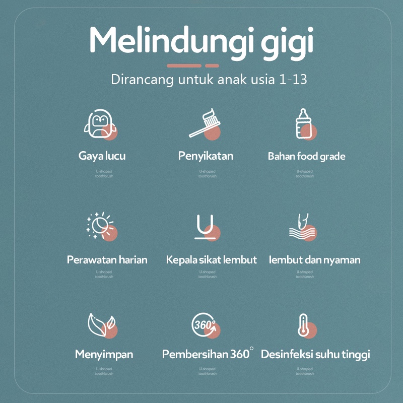 Sikat gigi anak Bahan silikon tipe U Training Toothbrush untuk 2-6 tahun B266