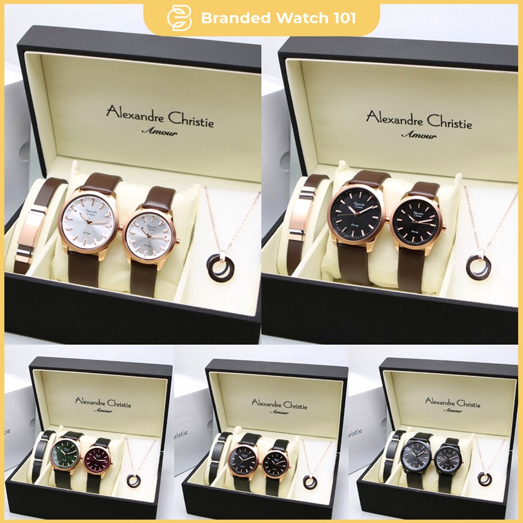 ORIGINAL Jam Tangan Couple Pria &amp; Wanita Alexandre Christie AC 8664 / AC8664 / 8664 Garansi Resmi 1 Tahun, Leather