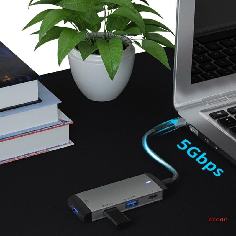 Zzz Hub Splitter 4 Port USB 3.0 Tipe-C Slim Compact 5Gb Untuk Keyboard Laptop