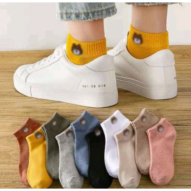 KAOS KAKI ANKLE CUTE / KAOS KAKI FASHION UNISEX MOTIF LINE BERUANG / SOCKS