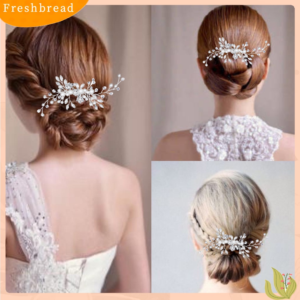 (Fresh) Sirkam Hiasan Rambut Bridal Aksen Mutiara / Berlian Imitasi Untuk Wanita