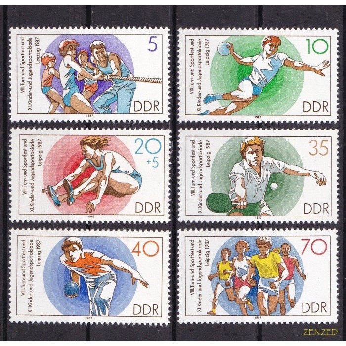 

0657 Perangko jerman DDR 1987 Sports Festival 6v Mnh