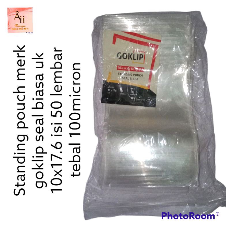 standing pouch merk goklip seal biasa uk 10x17.6 isi 50 lembar tebal 100micron