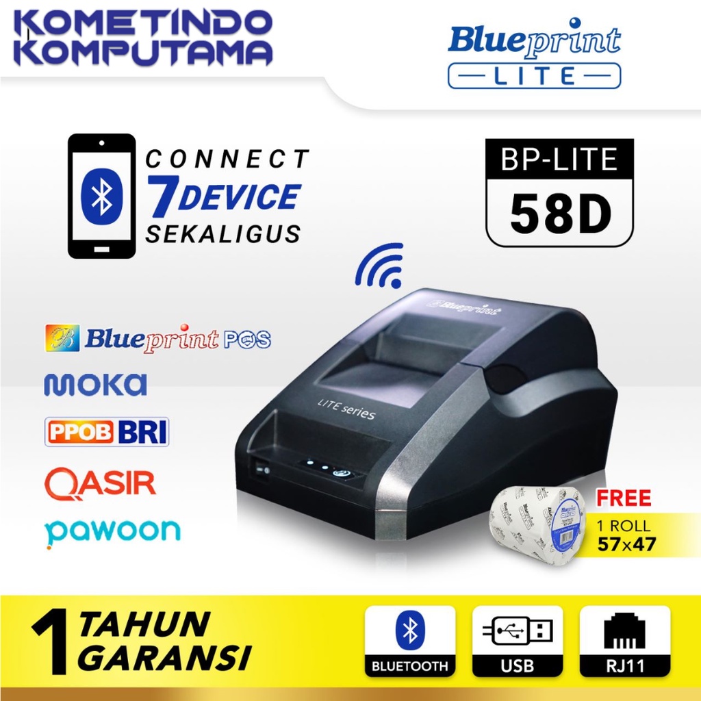 BP-LITE58D Desktop Printer Thermal POS BLUEPRINT USB RJ11 + BLUETOOTH LITE 58D