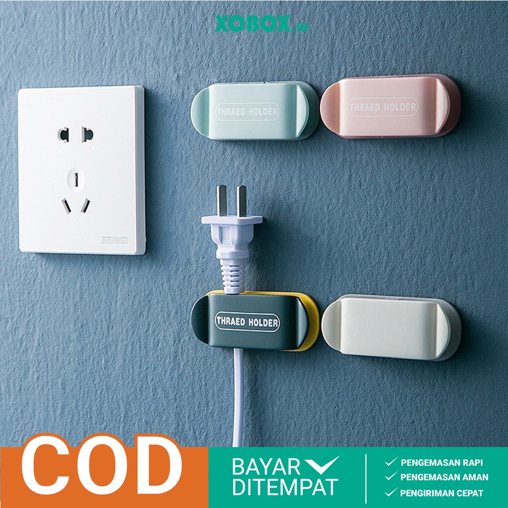 CABLE HOLDER CLIP ORGANIZER GANTUNGAN CANTOLAN KABEL CHARGER STOP KONTAK KLIP LISTRIK HOOK KAIT MEJA HM017 - XOBOX.ID