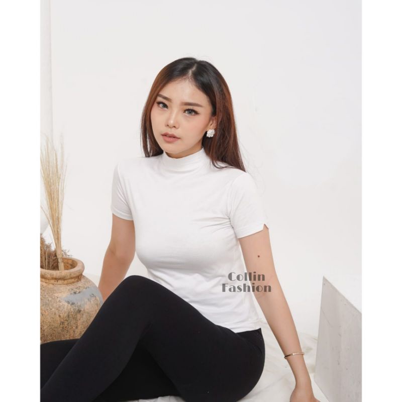 New - 304 Atasan Wanita Premium / Atasan Wanita Turtle Neck Lengan Pendek