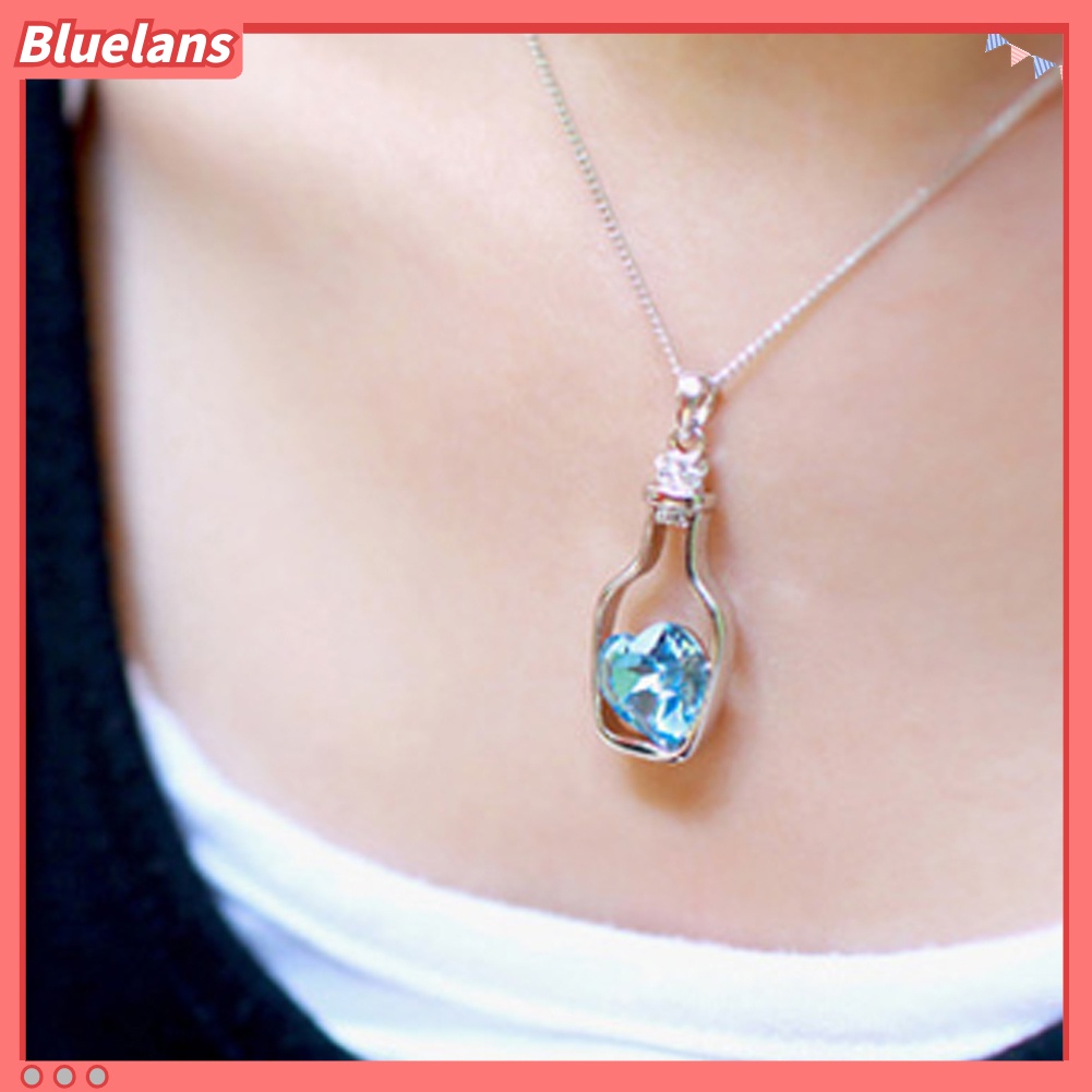 Bluelans Women Fashion Drift Bottle Pendant Heart Rhinestone Inlaid Necklace Jewelry Gift