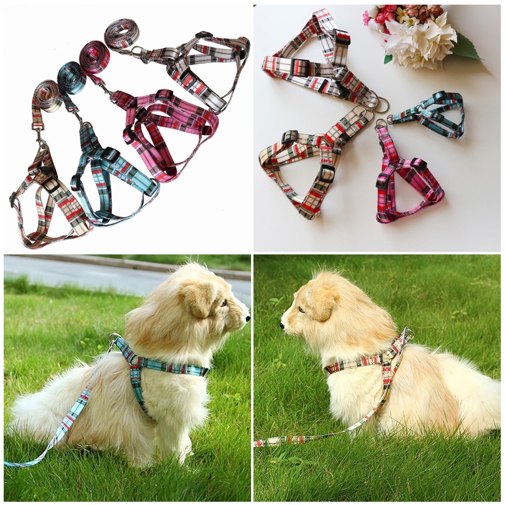 Tali Tuntun Hewan Anjing Kucing Motif Kotak / Pet Harness Dog and Cat