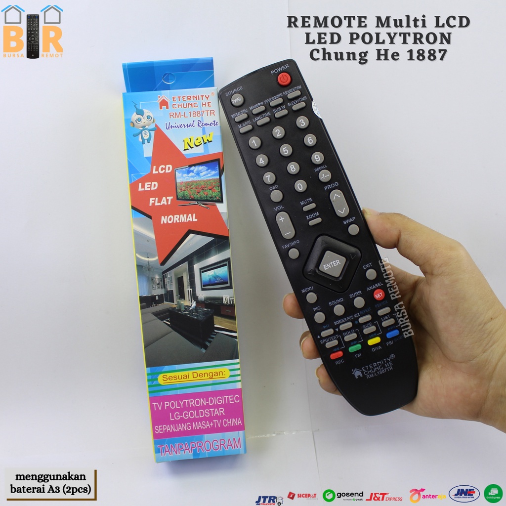 Remot / Remote TV POLYTRON Multi Tabung LCD LED RM-L 1887 TR tanpa setting