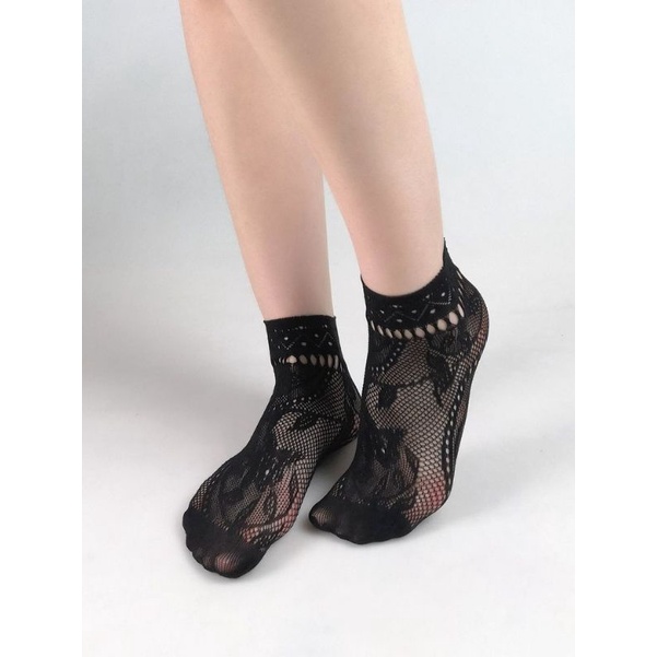 Kaos Kaki Jaring Brukat Warna Hitam O75