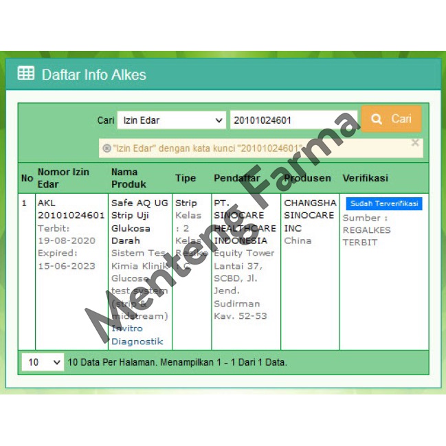 Sinocare Safe AQ UG Strip Uji Gula Darah 50 Pcs - Tes Strip Gula Darah