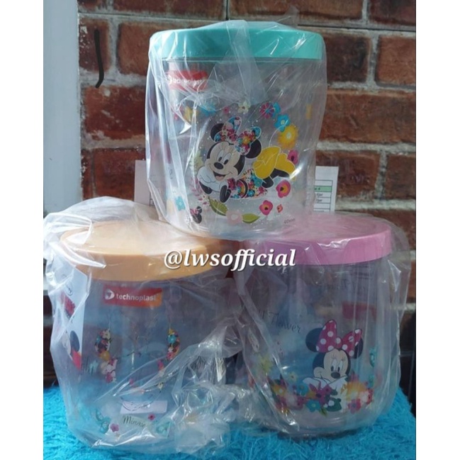 BAZAR TECHNOPLAST MINNIE MOUSE CANISTER 1L / TOPLES PLASTIK ARCYLIC / TOPLES TECHNOPLAST